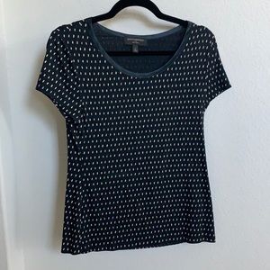 Banana Republic Luxe Touch Navy & Tan Pattern Top